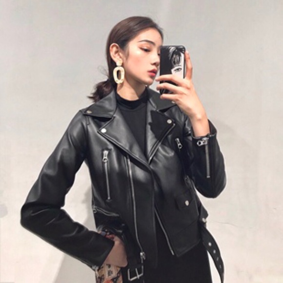 zara faux leather jacket with zips